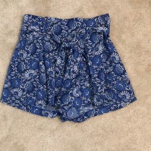 SOCIALITE Blue and White Paperbag Shorts